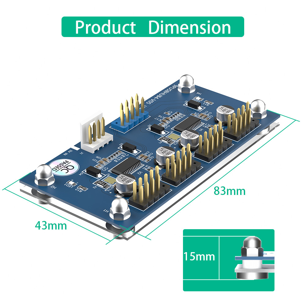 9Pin USB Hub PCB Adapter card Extension Motherboard Male 1 To 4 Female