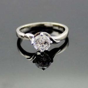 China Sterling Silver Ring with Solitaire Round 6mm CZ Diamonds (F16E) wholesale
