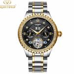 KINYUED Design your own luxury waterproof mens skeleton automatic tourbillon