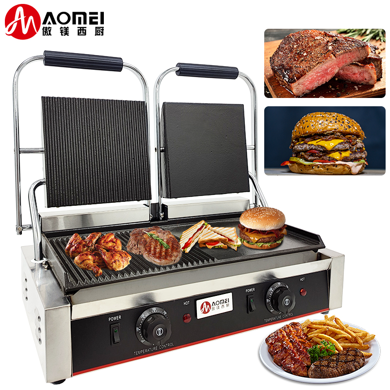 215*215mm Upper Grill Size Electric Panini Press Contact Grill for Catering Businesses
