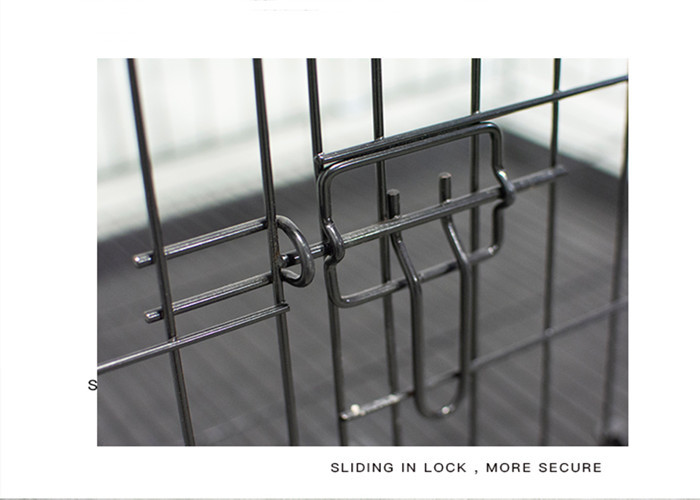 Stainless Steel Foldable Pet Cage Collapsible Metal Pet Crate With Removable Tray