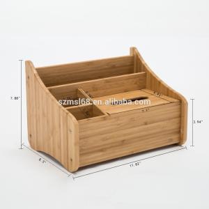 China Multifunction Bamboo Tissue Dispenser Box Holder For Mobile Phone And Accessories wholesale