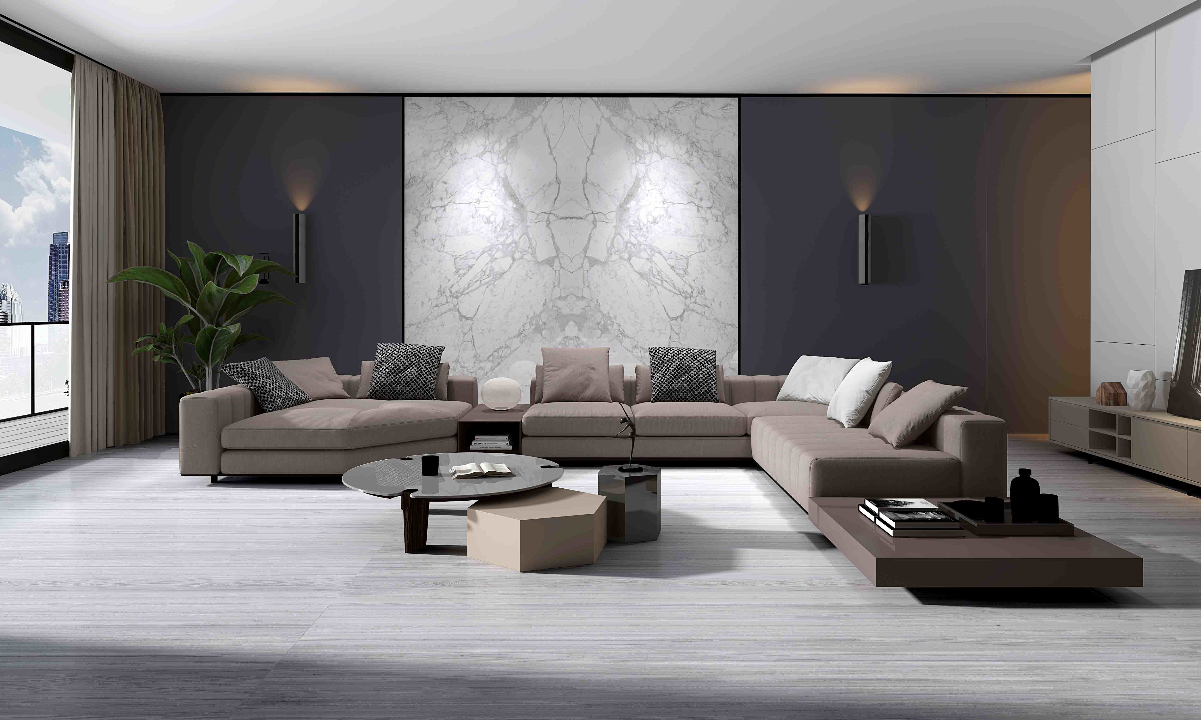 Polished White Rectangle 12mm Living Room Porcelain Floor Tile