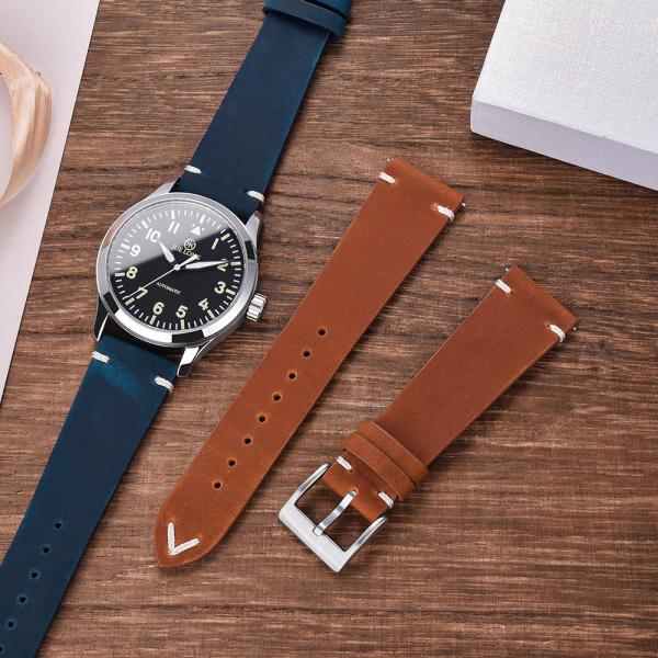 Quality JUELONG Crazy Horse Quick Release 18mm 20mm 22mm Genuine Leather Watch Band for sale