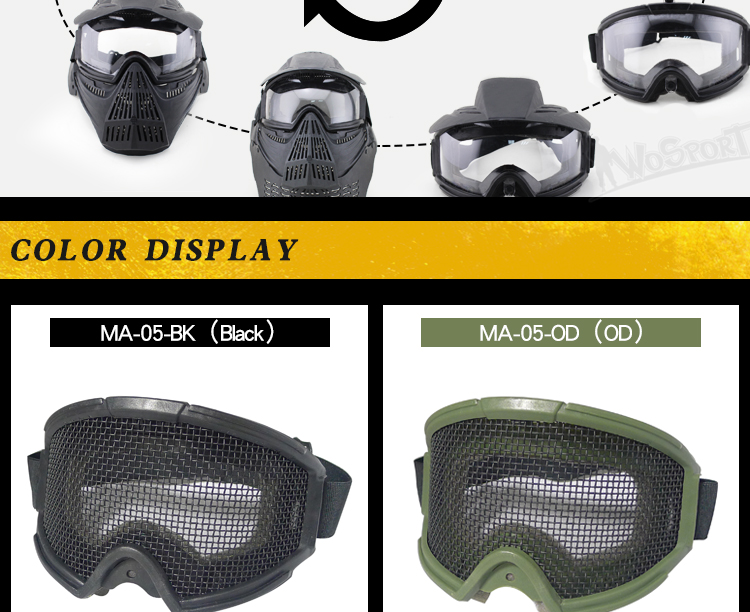 WoSporT Wholesale transformer hunting goggle outdoor military airsoft paintball tactical safety goggle with steel mesh