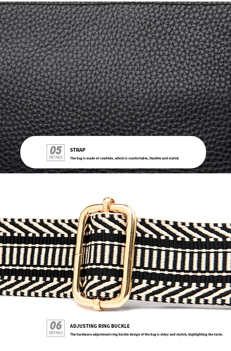 Single Strap Genuine Leather Women's Sling Shoulder Messenger Bags with Wide Shoulder