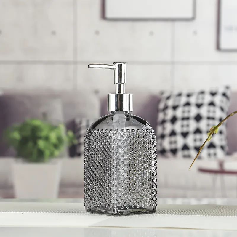 Polka Dot Glass Bottle 500ml For Press Type Dispensing Of Hand Sanitizer And Emulsion