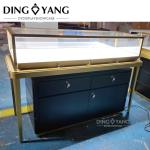 Custom Made Fashion Black Golden Jewelry Counter , Jewelry Counter Furniture