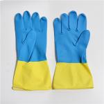 Bi-Color Hand Protective Flock Lined Rubber Gloves Anti-Oil Household Rubber