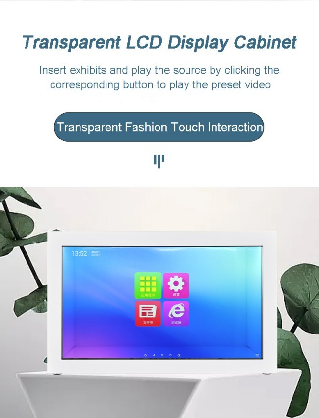 4K Ultra HD Resolution 55-inch Transparent LCD Display Cabinet for Touch Interactive Experience