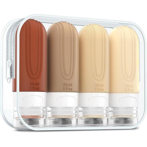 Ocean Blue Toiletries Silicone Travel Bottle Set Reusable 60ML