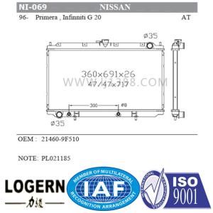 China Compact Structure Alloy Car Radiators , 1994-1998 Nissan Primera Radiator wholesale