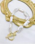 Baroque Pearl Coin Portrait Pendant Necklace for Women Vintage Link Chain
