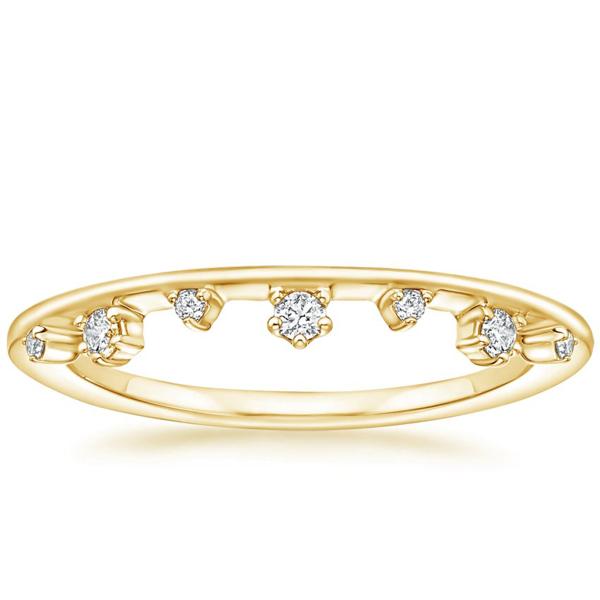Aalternating Sizes 14K Yellow Gold Jewelry Ring With 0.15ct VS1 2mm Natural Diamond