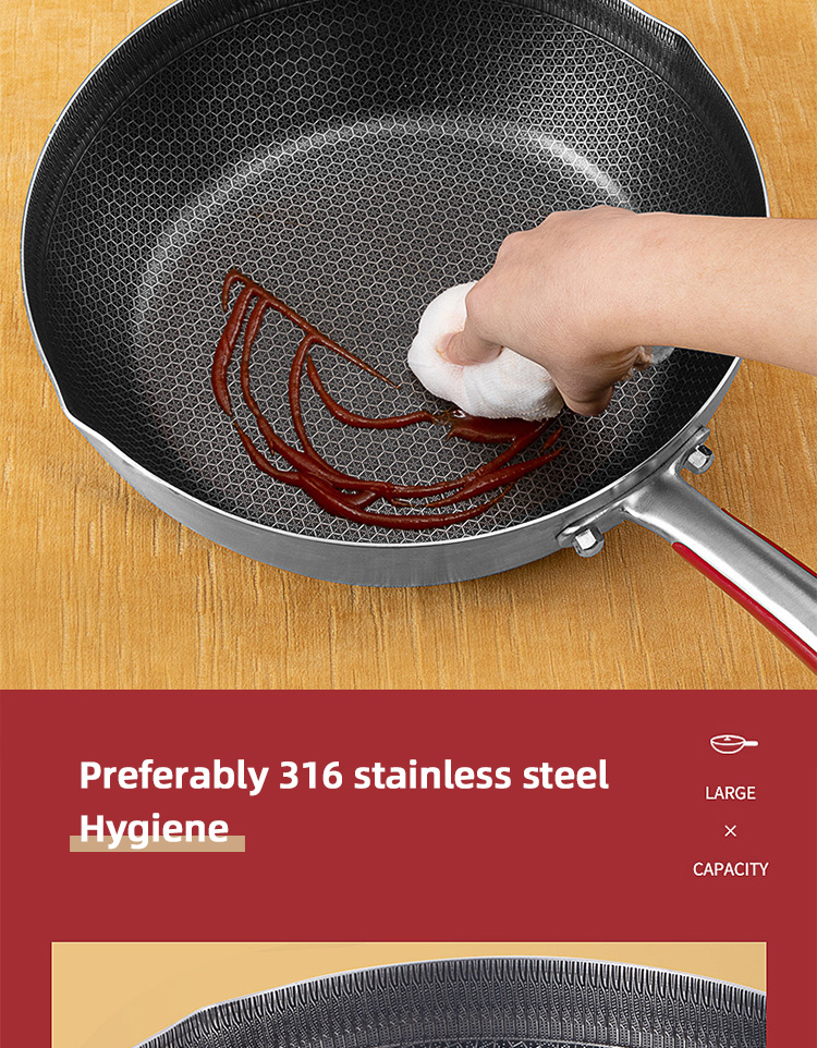 Factory Direct Sale Silver Triply Stainless Steel Induction Cooker Fry Pan Nonstick Frying Pans