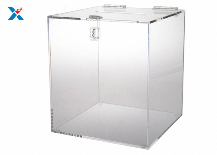 Fashion Acrylic Charity Box / Transparent Acrylic Donation Box With Lock