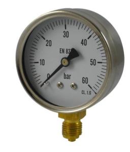 China 75mm Bayonet Bezel Ring Pressure Gauge 40Bar 100 Bar Brass Connection IP43 wholesale