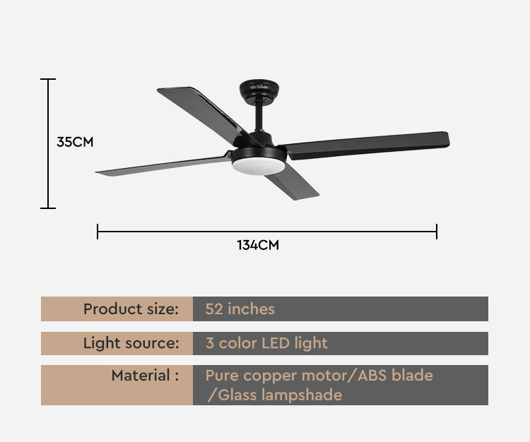 Energy Saving DC Motor ABS Ceiling Fan with 4000K Color Temperature and Elegant Design