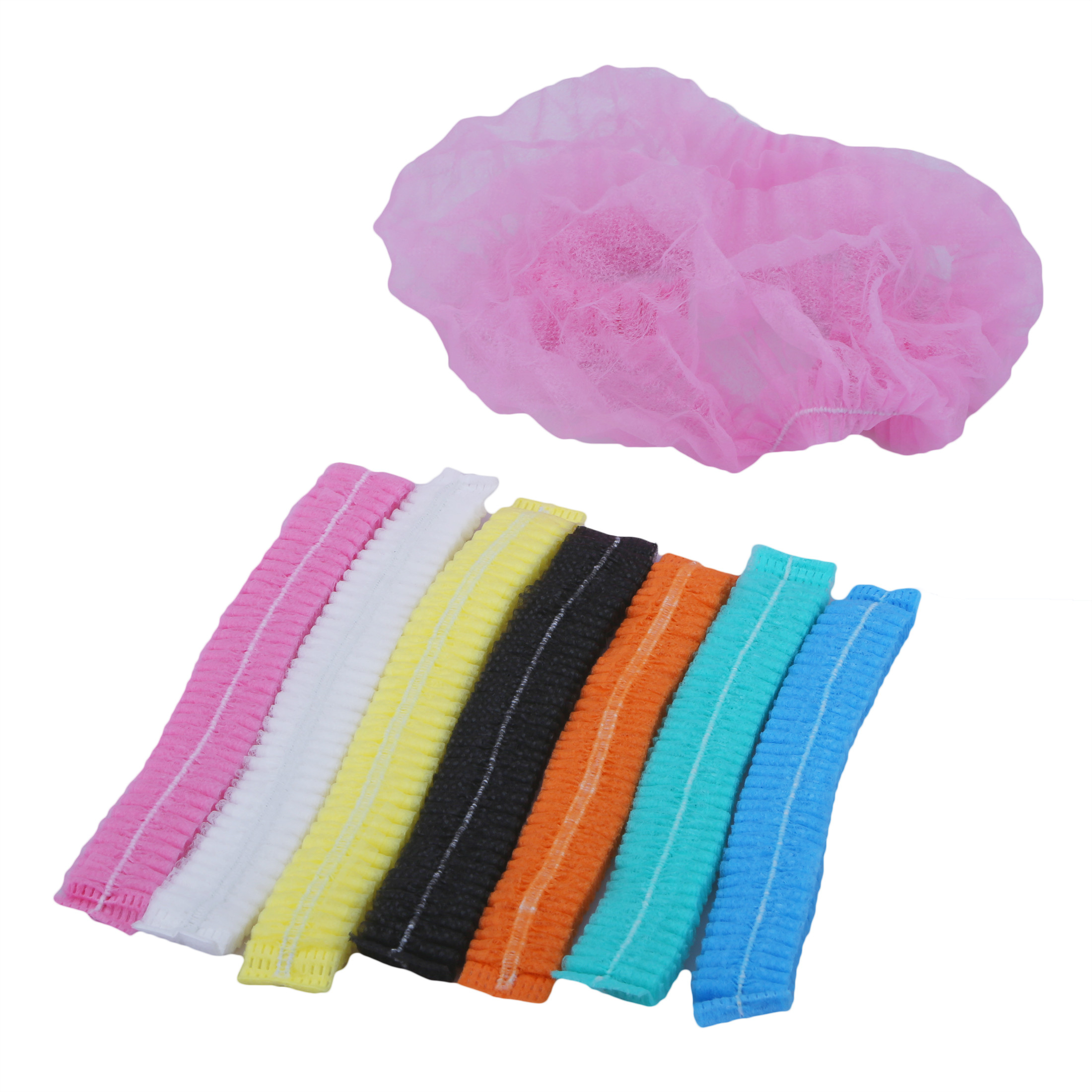 21" Disposable Non Woven bouffant clip cap With Elastic Band