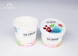 China Printed White Paper Disposable Ice Cream Cups With Paper Lids on sale