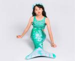 Ultra Shiny Childrens Mermaid Tails , Baby Mermaid Tail Green White Color