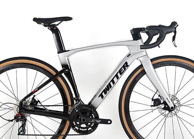 9.7KG TWITTER GRAVEL Carbon Fiber Gravel Bike , Carbon Fiber Hybrid Bike 700x40C Tire