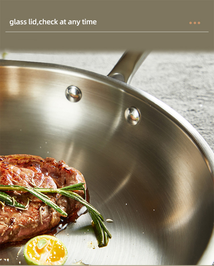 New Arrival 304 Stainless Steel Fry Pan Nonstick Cooking Pot Fried Steak Skillet Egg Nonstick Frying Pan