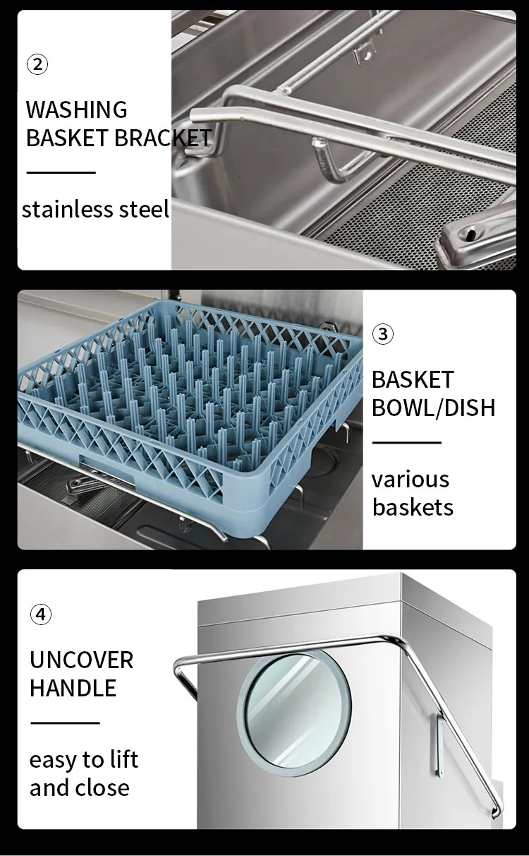 Restaurant Commercial Rack Conveyor Dishwasher Automatic Stainless Steel