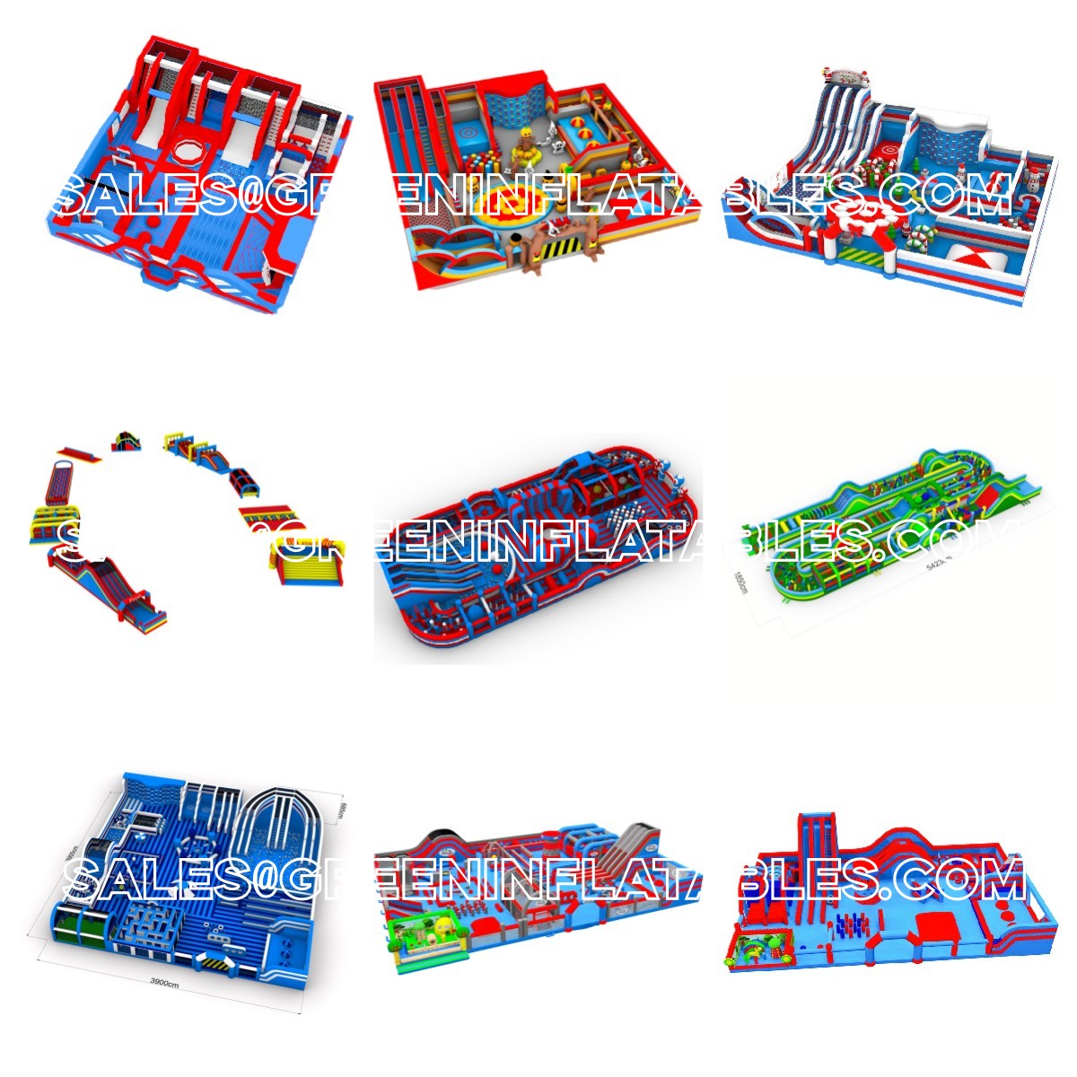 Best Lead Free Pvc Tarpaulin Material Custom Inflatable Obstacle Course Equipment Trampoline Amusement Theme Park