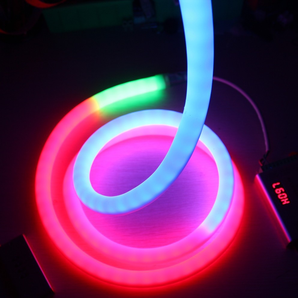 360 degree rgb addressable dmx 512 12v rgb 10 pixel neon flex 60pcs smd5050 rope lights