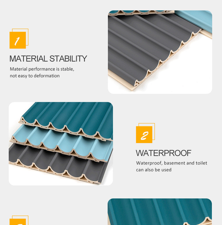Decorative 3D WPC Wooden Ceiling Outdoor 15mm Round Grille Panel