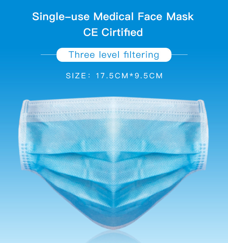 Non Sterile 17.5 * 9.5cm 3 Ply Non Woven Medical Mask