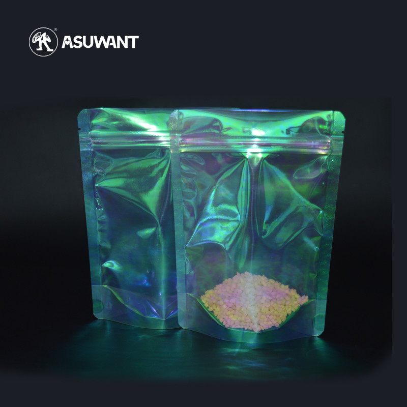 Transparent Holographic Packaging Bag Laser Clear Zipper Food Grade Bag