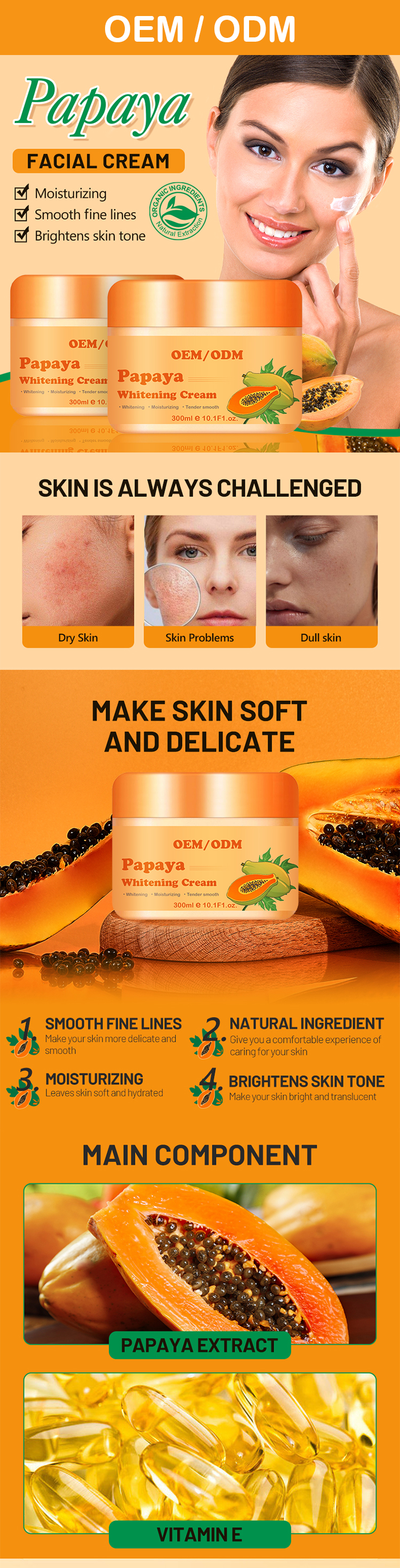 Moisturizing Pawpaw Lotion Collagen Papaya Vitamin C Skin Papaya Whitening Face Cream For Women