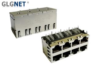 China 8 Ports Stacked 2x4 Rj45 Metal Connector Without LED Supports Surge Protection wholesale