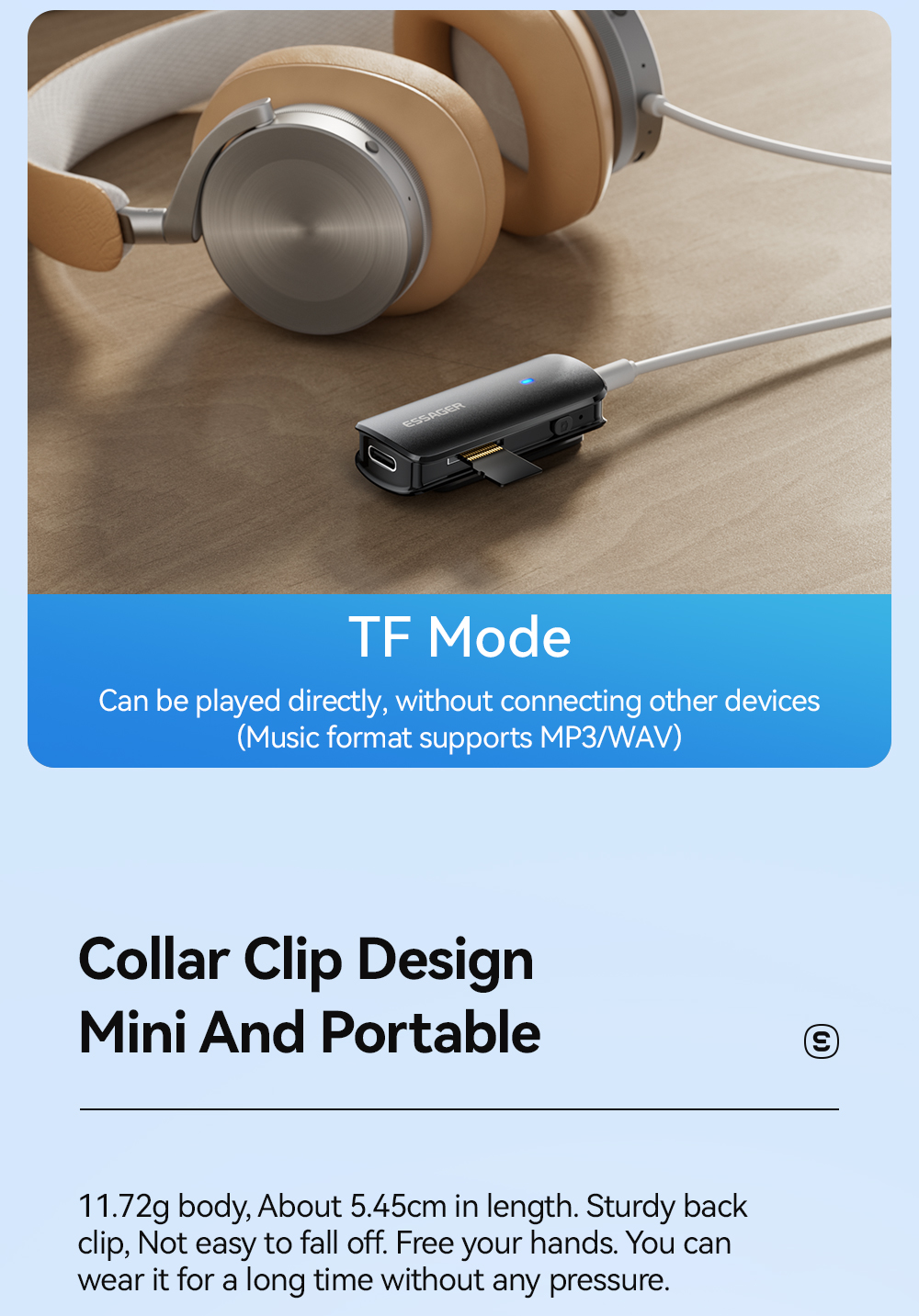 ESSAGER ES-BT09 Series Female Aux To Bluetooth Adapter 3.5mm 110mAh