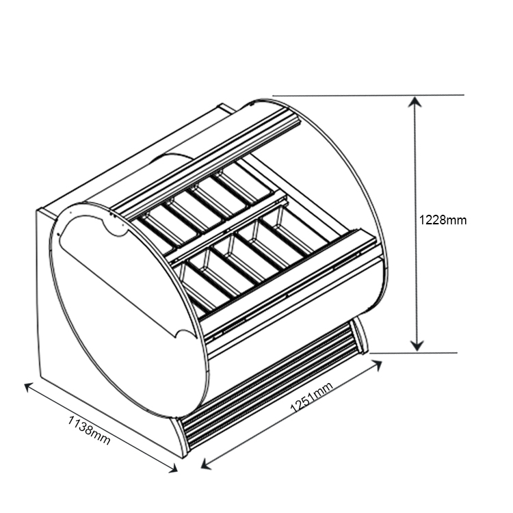 Commercial Refrigerated Ice Cream Display Fridge Freezer 1000L