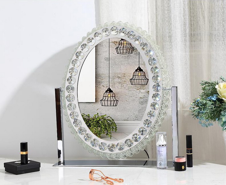 Heart Crystal Vanity Mirror Led Magnifying Mirror ODM