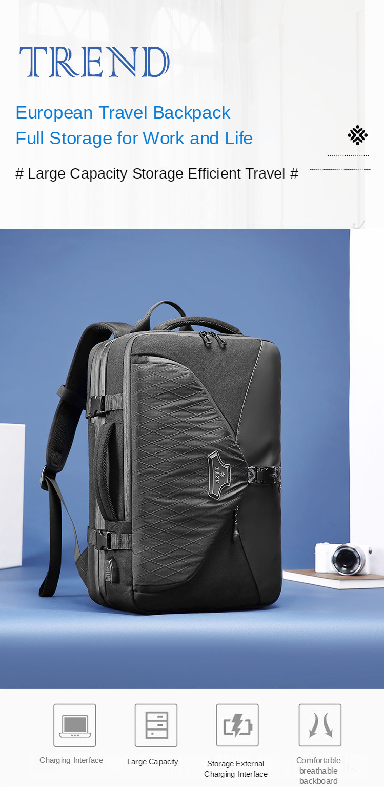 Multifunctional Expansion Boarding Bag Business Laptop Backpack 41*37*15cm