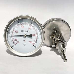China Adjustable Stem Dial Bimetal Thermometer 100mm All Stainless Steel wholesale