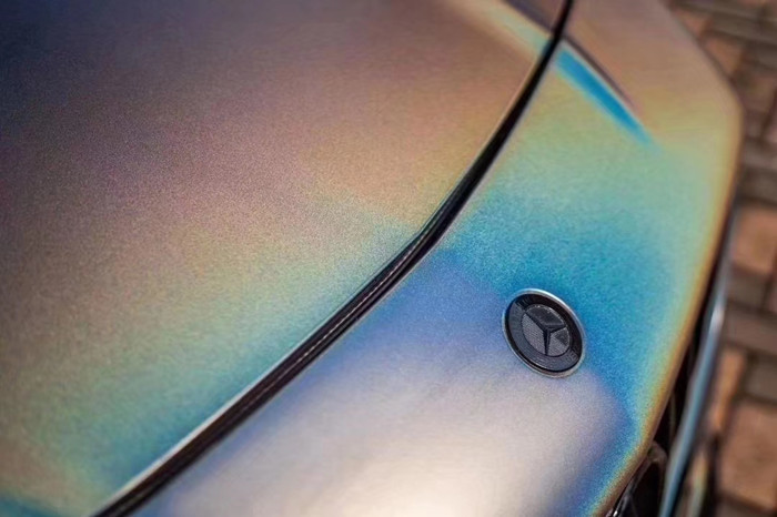 Matte Gold Laser Grey Glitter Car Wrap Air Release Non Fading 140gsm