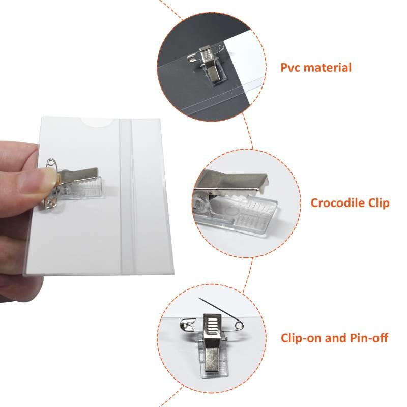 3.5*2.15'' Security ID Card Holders With Clip PVC Name Badge Holder Waterproof