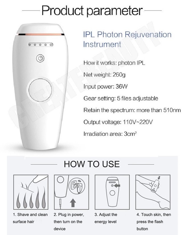 Skin Rejuvenation ROHS CE Home Skin Pearl IPL Handset