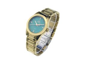 China Waterproof Quartz Stainless Steel Watch Gold Bracelet 10ATM Green Dial wholesale