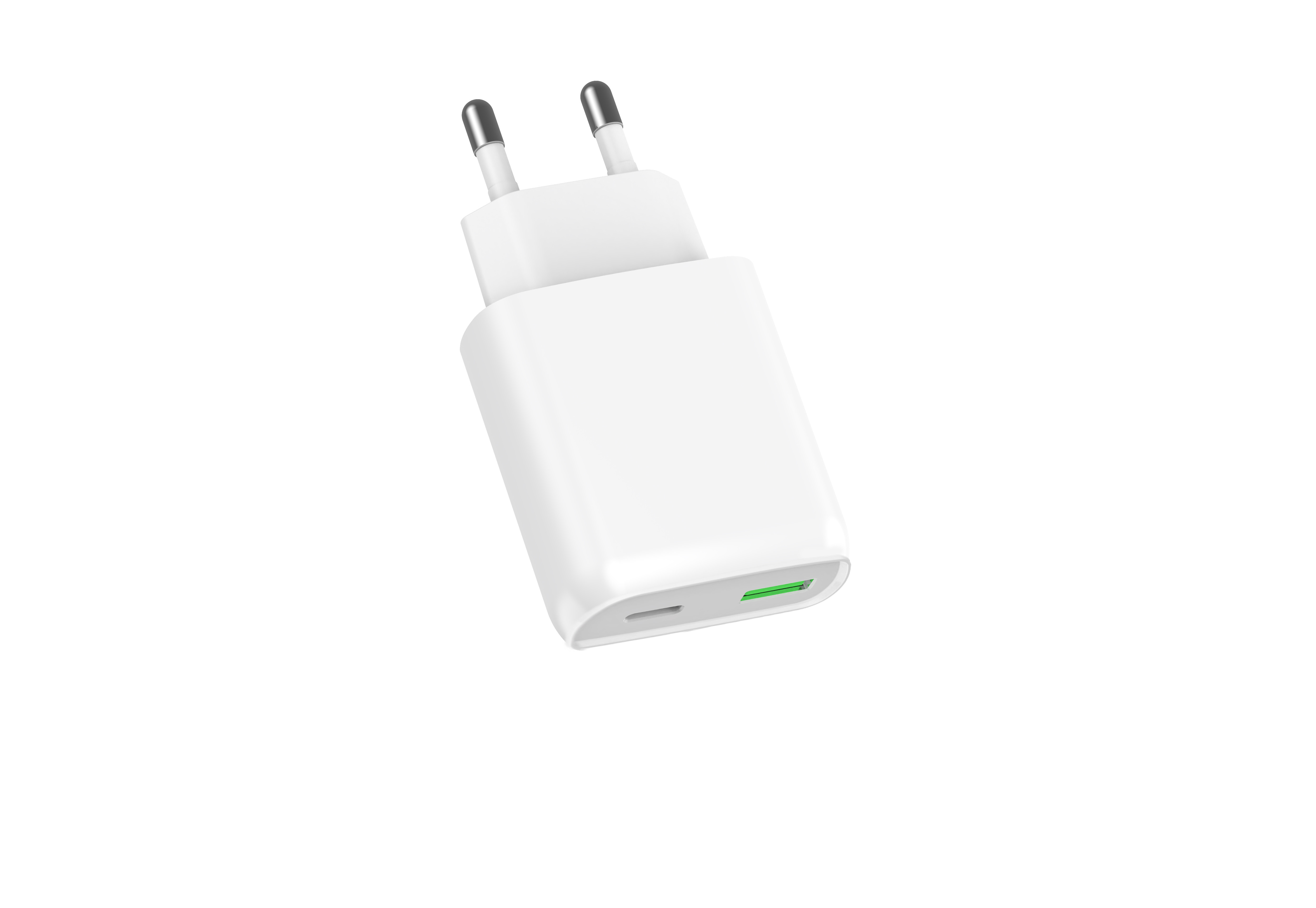 EU Plug Quick Charge Wall Charger Adapter with USB-C and USB-A Output 20W