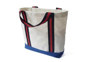 China White And Blue Canvas Tote Bags Grocery Reusable Canvas Shopping Bags wholesale