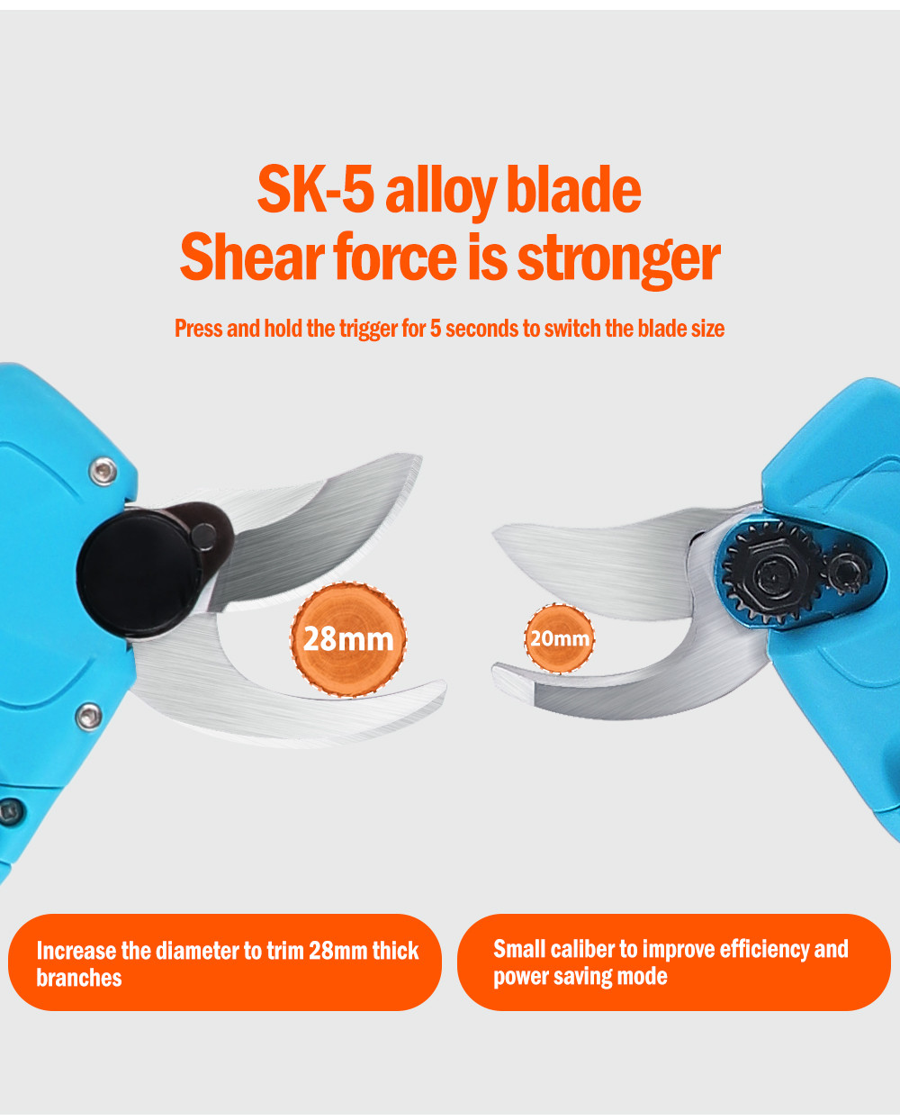 Swansoft 28mm 16.8V Electric Garden Pruner Scissors Cordless Electric Pruning Shears Battery Orchard Pruner