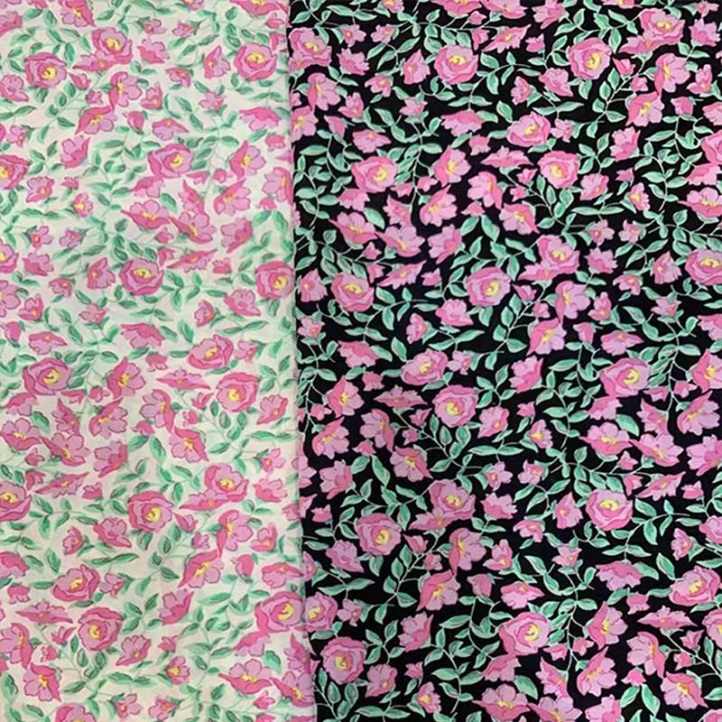 150cm Polyester Chiffon Floral Shirt Printed Woven Fabrics Abrasion Resistant