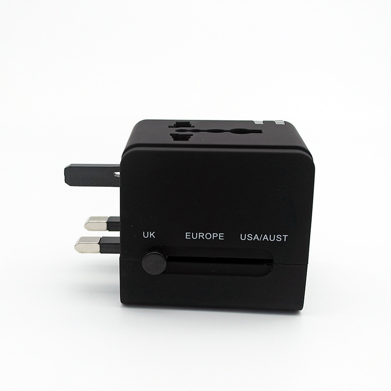 Wholesale cheap gift items travel multiple USB adapter, multi plug travel adpater with 2 usb