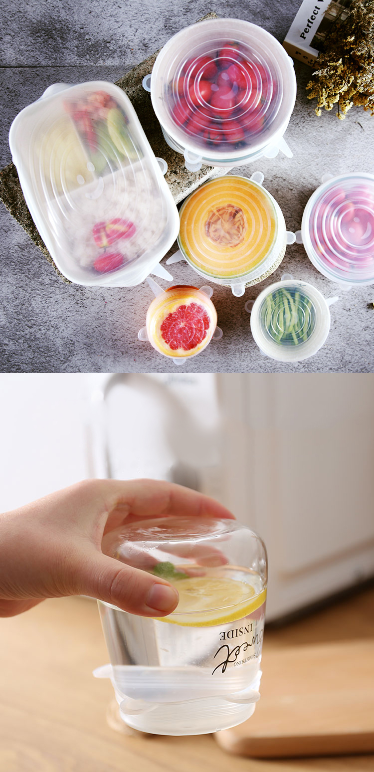 Round And Rectangular Foldable Clear Silicone Stretch Lid For Food Preservation